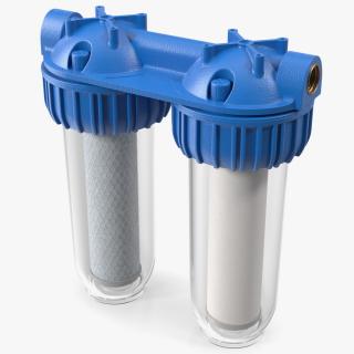 Dual Stage Water Filter Housing with Filters 3D model