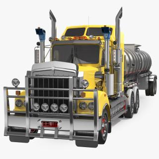 3D Vintage Semi Truck with Tank Trailer