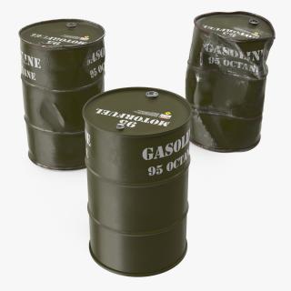 3D model Gasoline 95 Octane Metal Barrel Set