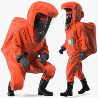 3D Heavy Duty Chemical Protective Suit Red Rigged