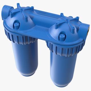 3D Double Stage Water Filter Housing Blue model