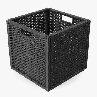 Rattan Storage Basket Black 3D