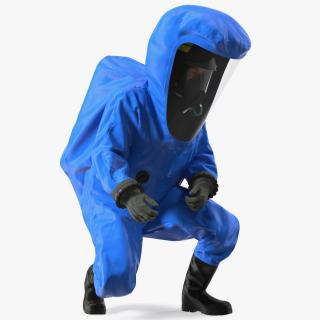 3D model Fully Encapsulating Chemical Protection Suit Squat Pose