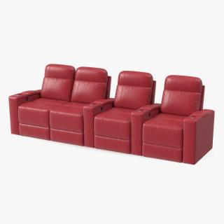 3D Valencia Home Theater Seating Row of 4 Loveseat Red
