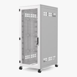 White 33U Floor Standing Rack Cabinet 3D