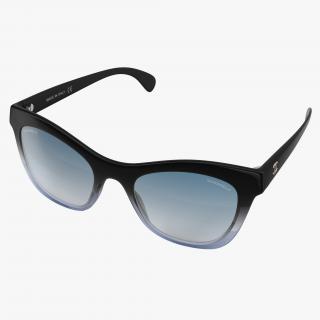 3D Chanel Butterfly Pearl Polarized Sunglasses Blue model