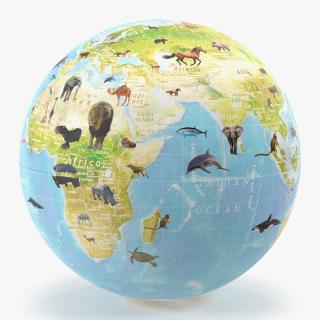 Animals World Globe 3D model
