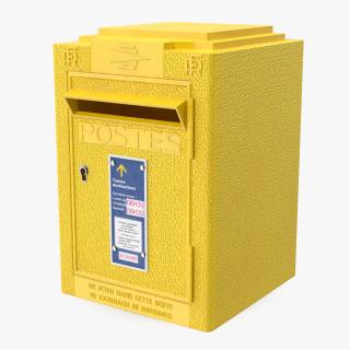 French Yellow Metal Mailbox 3D