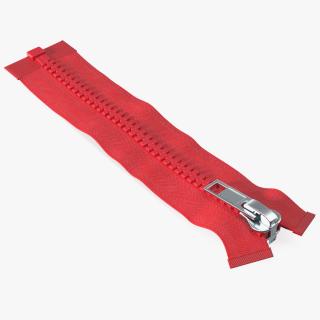 3D model Two Sided Plastic Zipper Closed Red