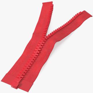 Opened Zipper without Slider Red 3D