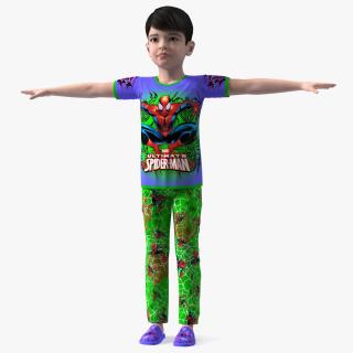 3D Asian Child Boy Home Style Rigged model
