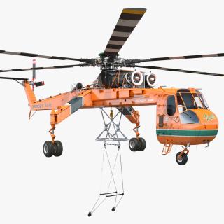 3D Heavy-Lift Sikorsky S-64 Skycrane Helicopter Rigged