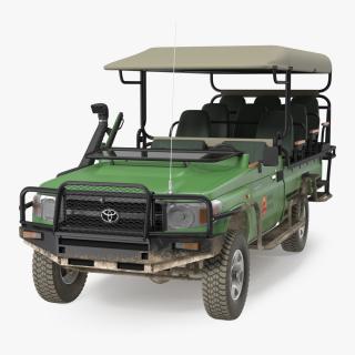 Toyota Land Cruiser Safari Open Sided Green Dirty 3D model