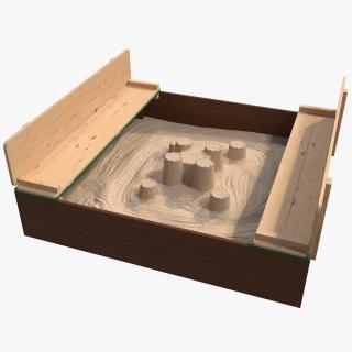 3D Wooden Sandbox with Sand Castle