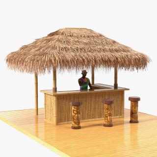 Barman at Tiki Bar Rigged for Maya 3D model