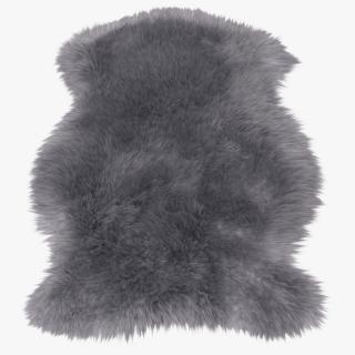 3D model Natural Sheepskin Rug Grey Fur