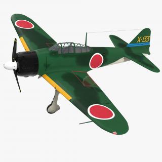 Fighter Aircraft A6M Zero Japanese Navy WWII 3D model