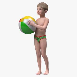 Child Boy Holding Ball Beach Style 3D model