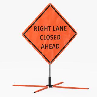 Right Lane Closed Ahead Traffic Control Sign 3D model