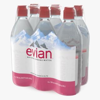 Evian Mineral Water 750ml 6 Bottle Pack 3D model