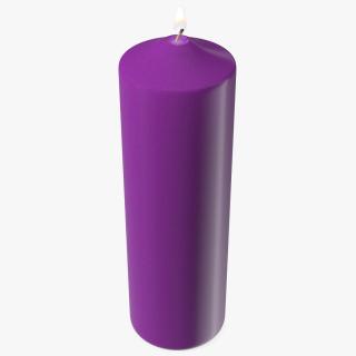 Lit Dome Top Altar Pillar Candle Purple 3D model