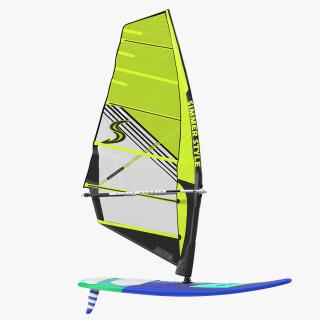 3D Windsurf Board And Sail model