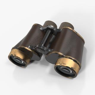 3D Vintage Brass Military Binoculars model