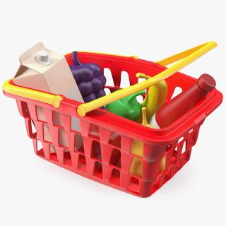 3D Children Shopping Basket with Grocery Food Toy