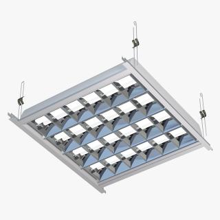 3D model LED Grid Ceiling Light ON