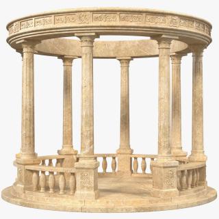 3D Stone Round Colonnade