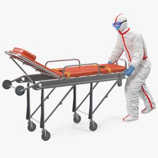 Chemical Protective Suit with Ambulance Hospital Bed Gurney 3D model