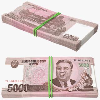 3D Rubber Band Stack of North Korea 5000 Won 2008