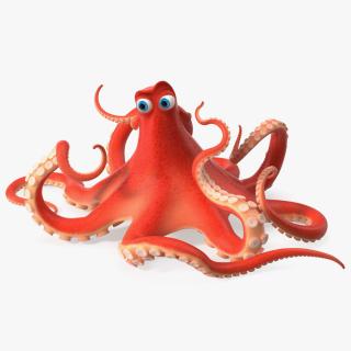 Cartoon Octopus Moving Pose 3D