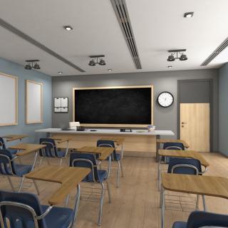 Classroom Interior with Furniture Light 3D model