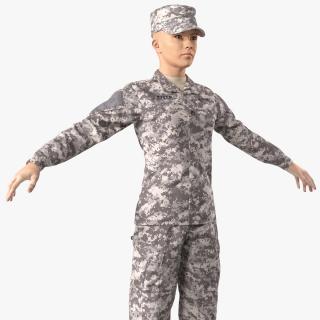 3D Female US Soldier Military ACU Neutral Pose model