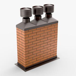 3D model Brick Triple Chimney