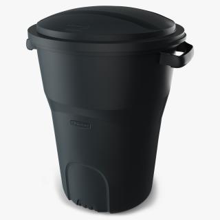Black Round Rubbermaid Trash Can 3D