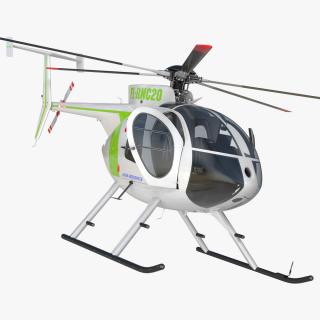3D MD 500E Light Utility Civilian Helicopter Rigged model