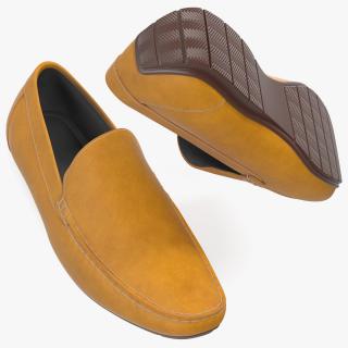 Tan Leather Loafer Shoes 3D model