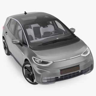 Electric Car Hatchback Rigged 3D model