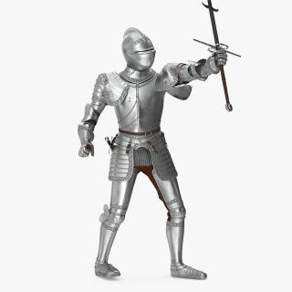 3D Polished Plate Armor with Zweihander Rigged model