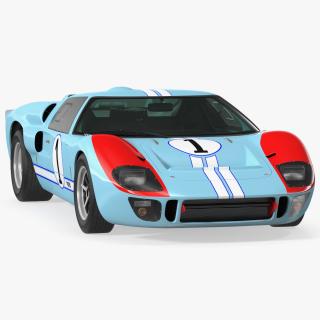 3D model Ford GT40 Racing Car Blue