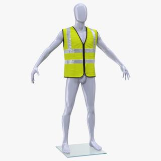 3D model Mannequin with Yellow Hi Vis Safety Vest