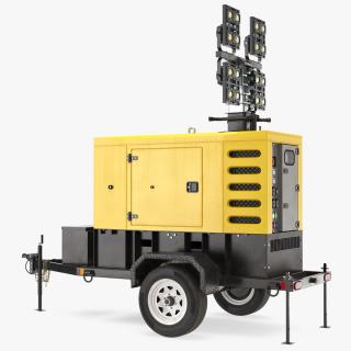 3D model Mobile Generator Generic with Lighting Mast Rigged