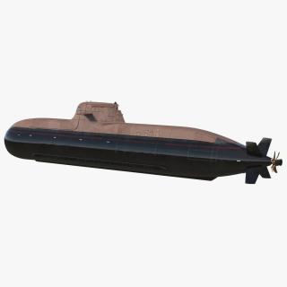 3D Diesel Submarine HDW Class 212A Half Wet Rigged for Cinema 4D