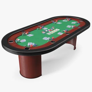 Poker Table with Chips and Cards 3D
