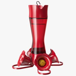 3D Hummingbird Feeder with Red Glass model