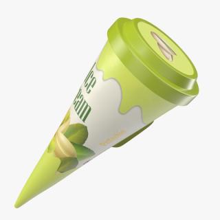 3D model Cone Ice Cream with Cap Mockup Pistachio