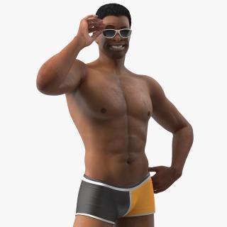 Light Skin Black Man in Swimwear Rigged 3D model