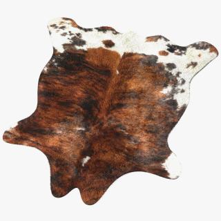 Cowhide Rug Light Brown and White Fur 3D